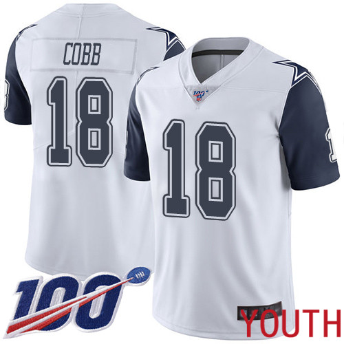 Youth Dallas Cowboys Limited White Randall Cobb #18 100th Season Rush Vapor Untouchable NFL Jersey->youth nfl jersey->Youth Jersey